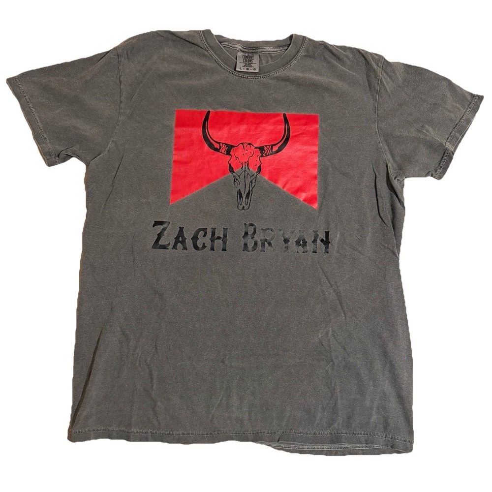 Zach Bryan Graphic T-Shirt Men's Large Gray Red Country Music Tee